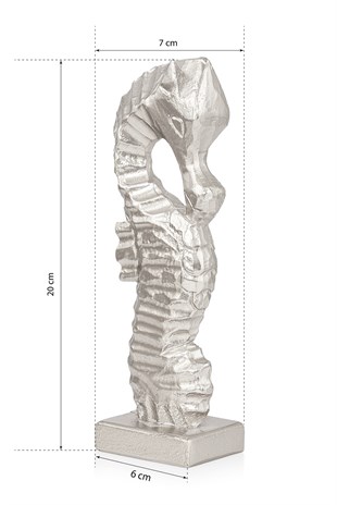 Muyika Bunnela Gümüş Sessiz Mekanizmalı Polyester Biblo Metal Masa Saati 21x21 cm Deniz Atı MMS-POB