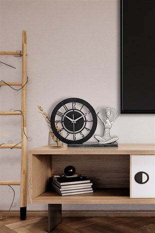 Muyika Bunnela Gümüş Sessiz Mekanizmalı Polyester Biblo Metal Masa Saati 21 x 21 cm Yoga MMS-POB