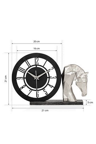 Muyika Bunnela Gümüş Sessiz Mekanizmalı Polyester Biblo Metal Masa Saati 21 x 21 cm At MMS-POB