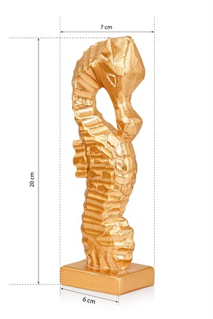 Muyika Kar  Gold Sessiz Mekanizmalı Polyester Biblo  Metal Masa Saati 25 x 21 cm Deniz Atı MMS-POB