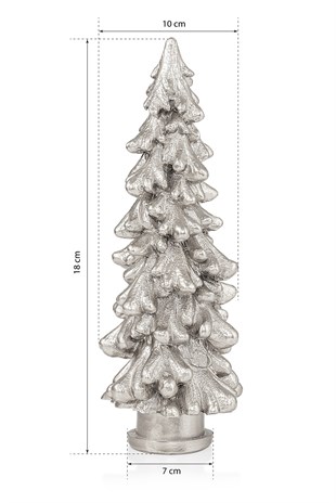 Muyika Kar  Gümüş Sessiz Mekanizmalı Polyester Biblo  Metal Masa Saati 25 x 21 cm ÇAM AĞACI MMS-POB