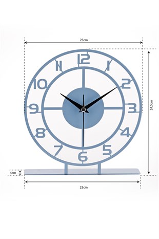 MUYİKA Line Metal Mavi Sessiz Mekanizmalı Dekoratif Masa Üstü Saati 25x23cm