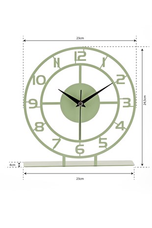 MUYİKA Line Metal Nefti Yeşil Sessiz Mekanizmalı Dekoratif Masa Üstü Saati 25x23cm