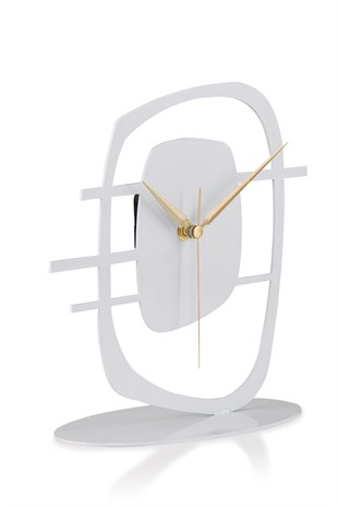Muyika Maceire Beyaz Metal Dekoratif  Masa Üstü Saati 24x22cm Mms-m