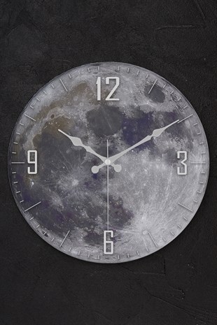 MUYİKA Moon Oval Gerçek Cam 36cm Duvar Saati PDS-36