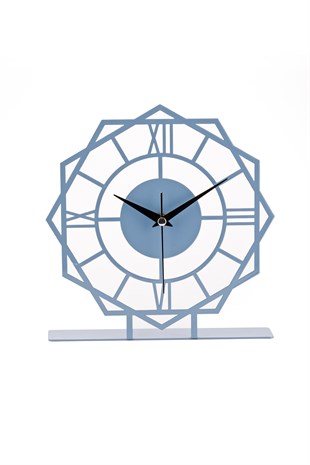 MUYİKA Stella Metal Mavi Sessiz Mekanizmalı Dekoratif Masa Üstü Saati 25x23cm