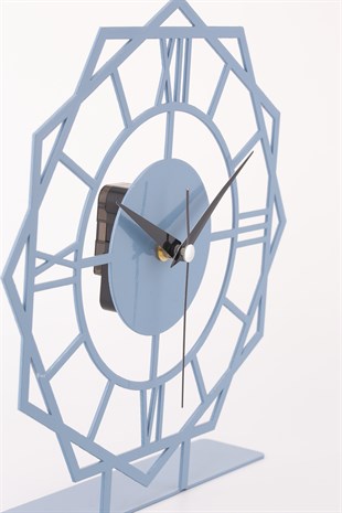 MUYİKA Stella Metal Mavi Sessiz Mekanizmalı Dekoratif Masa Üstü Saati 25x23cm