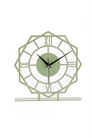 MUYİKA Stella Metal Nefti Yeşil Sessiz Mekanizmalı Dekoratif Masa Üstü Saati 25x23cm