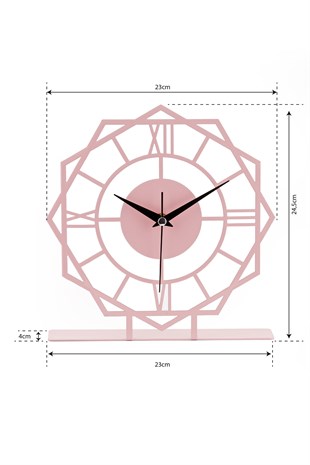 MUYİKA Stella Metal Pembe Sessiz Mekanizmalı Dekoratif Masa Üstü Saati 25x23cm
