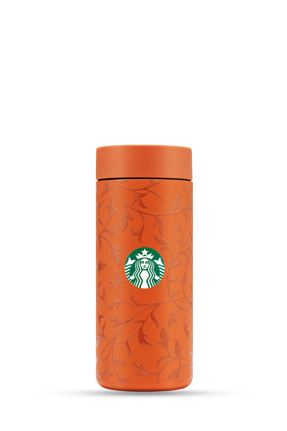 Starbucks® Turuncu Vintage Sarmaşık Desenli 360° Dönebilen Termos 355ml-11186556