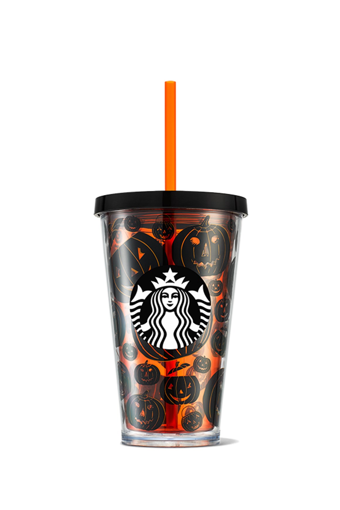 Starbucks® Balkabağı Tasarımlı Plastik Soğuk Içecek Bardağı - Siyah - 473 ml - 11145277 