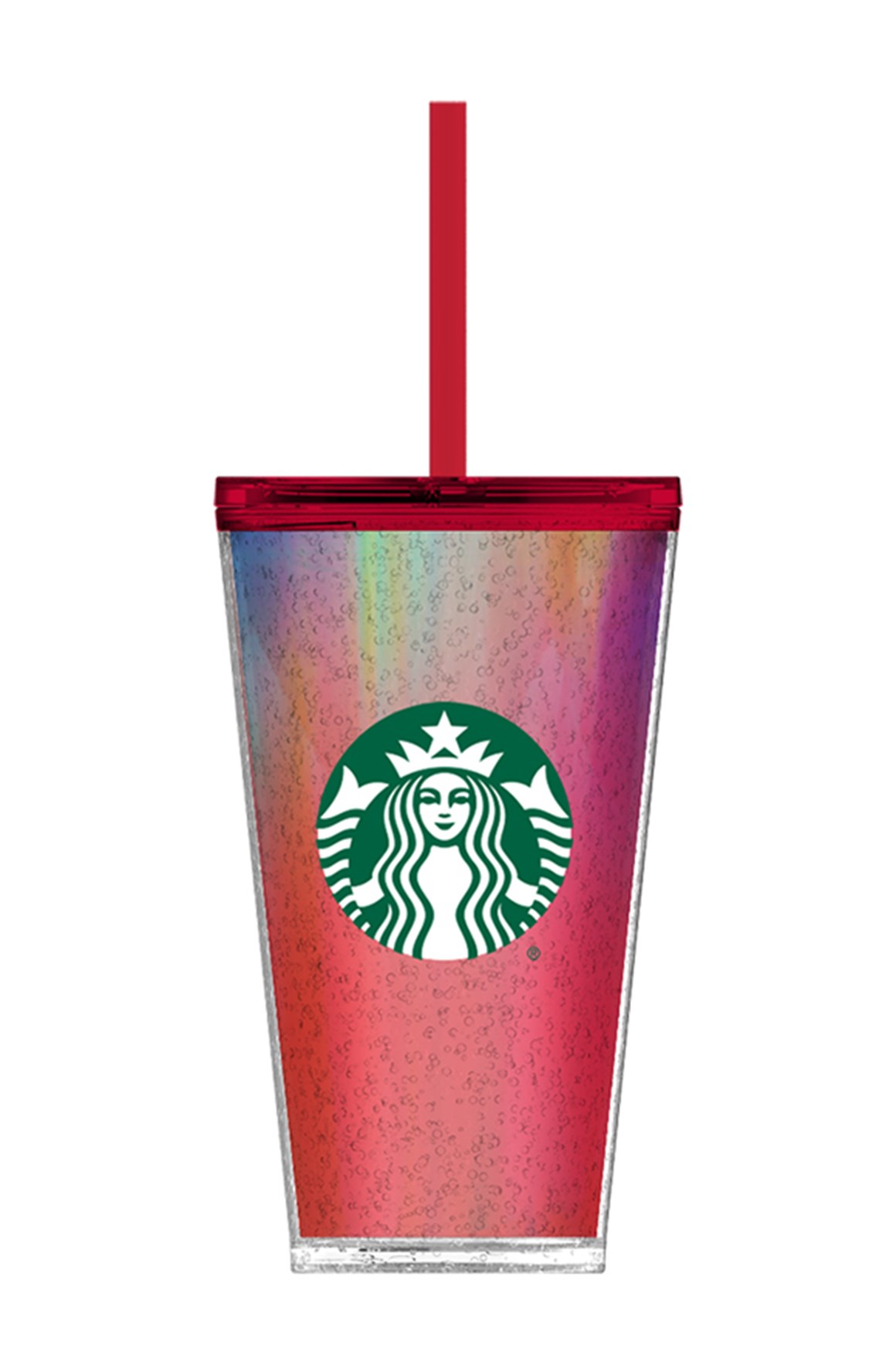 Starbucks® Baloncuk Desenli Plastik Soğuk İçecek Bardağı - Kırmızı - 473 ml - 11147394