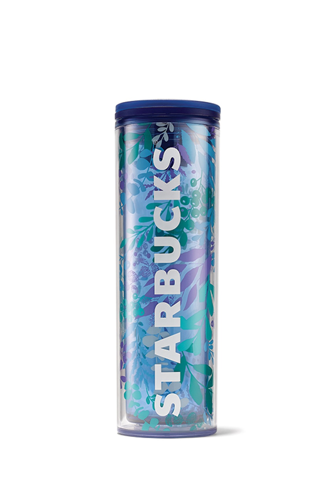 Starbucks® Çiçek Desenli Plastik Termos - Mavi - 473 ml - 11140942