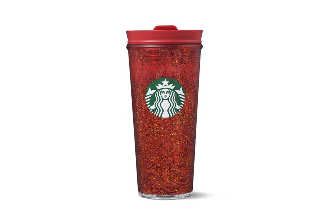 Starbucks® Kırmızı Simli Plastik Termos - 473 ml - 11137076