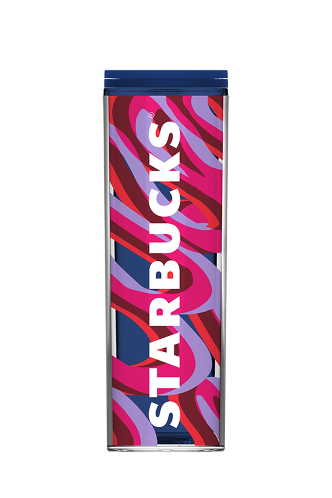 Starbucks® Lacivert Pembe Desenli Plastik Termos - 473 ml - 11148818