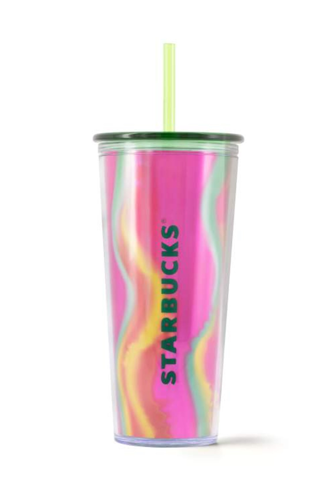 Starbucks® Pembe Sarı Desenli Plastik Soğuk İçecek Bardağı 473 ml - 11133274