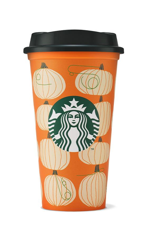Starbucks® Yeniden Kullanılabilir Sıcak İçecek Bardağı - Balkabağı Tasarımlı - Turuncu -  473 ml - 11170983