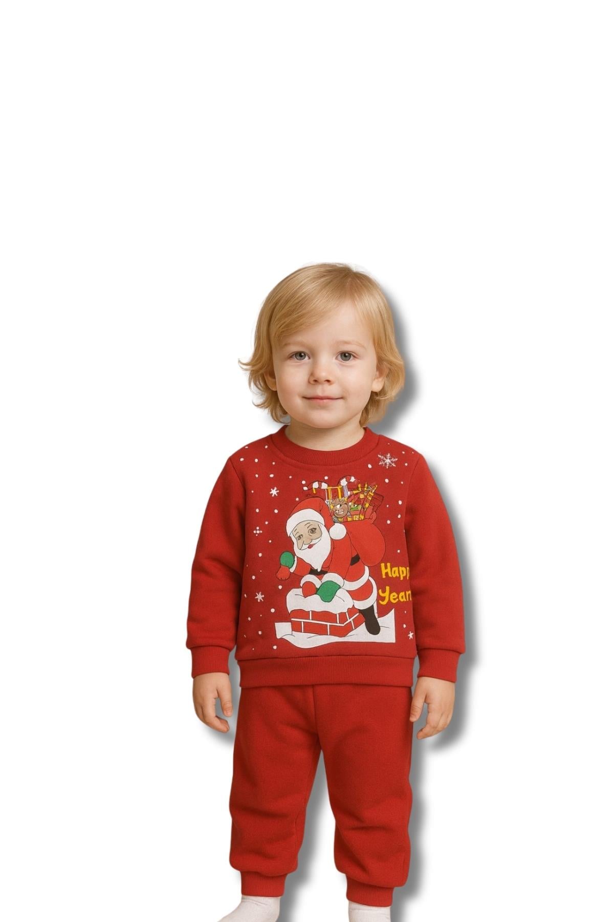 Bebek Sweat Pijama Takım Noel Baba Yılbaşı Desenli 1-4 Yaş