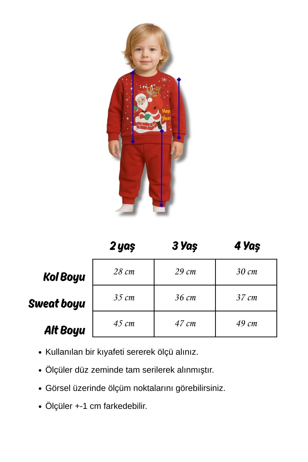 Bebek Sweat Pijama Takım Noel Baba Yılbaşı Desenli 1-4 Yaş