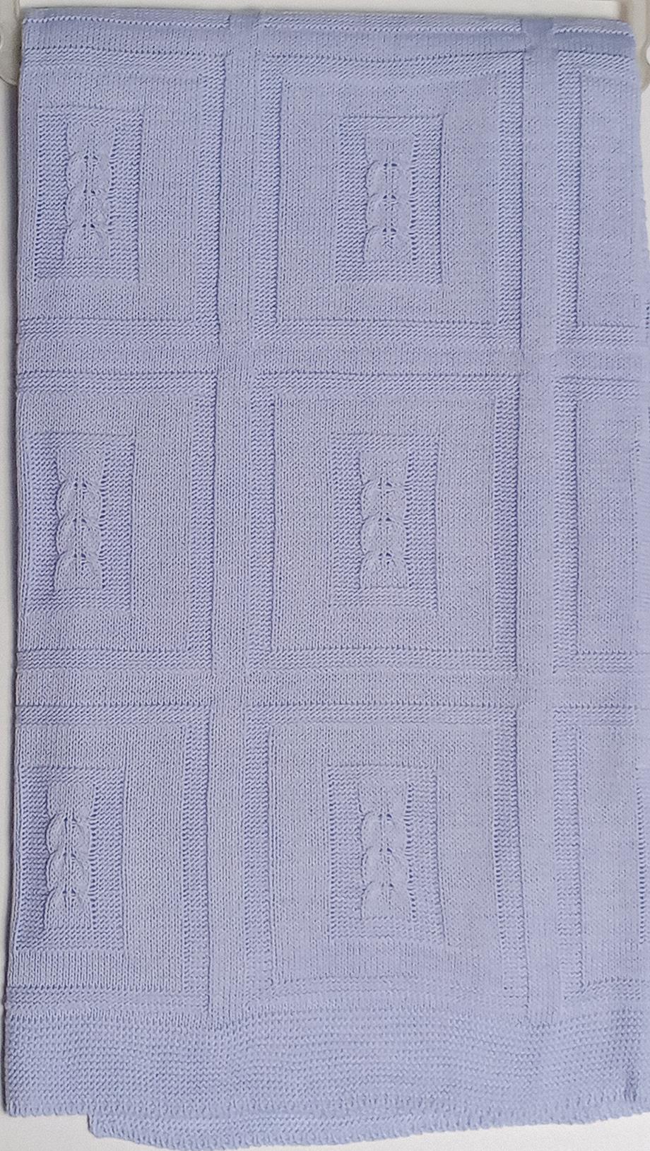 Bebek Triko Battaniye Kareli 85x95cm Mavi