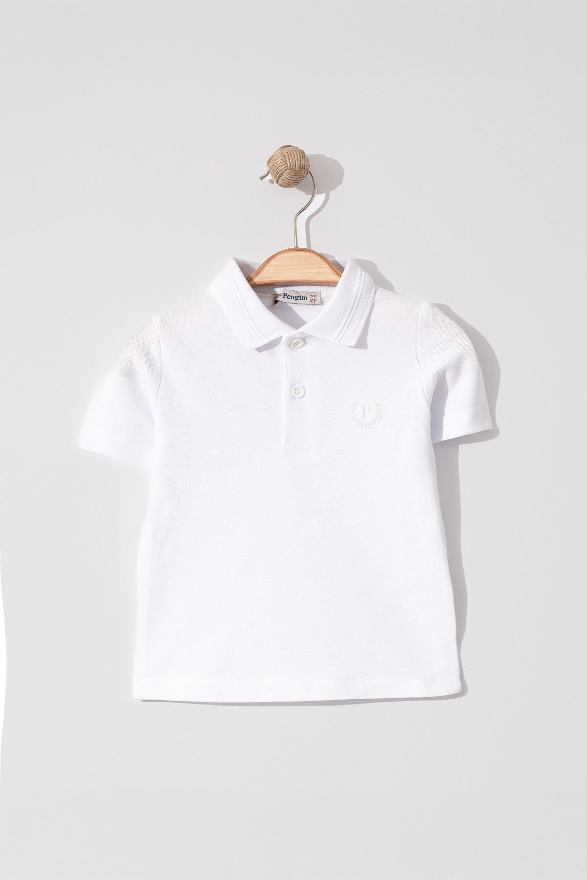 Erkek Çocuk Basic Beyaz Polo Yaka Tshirt 10-13 Yaş