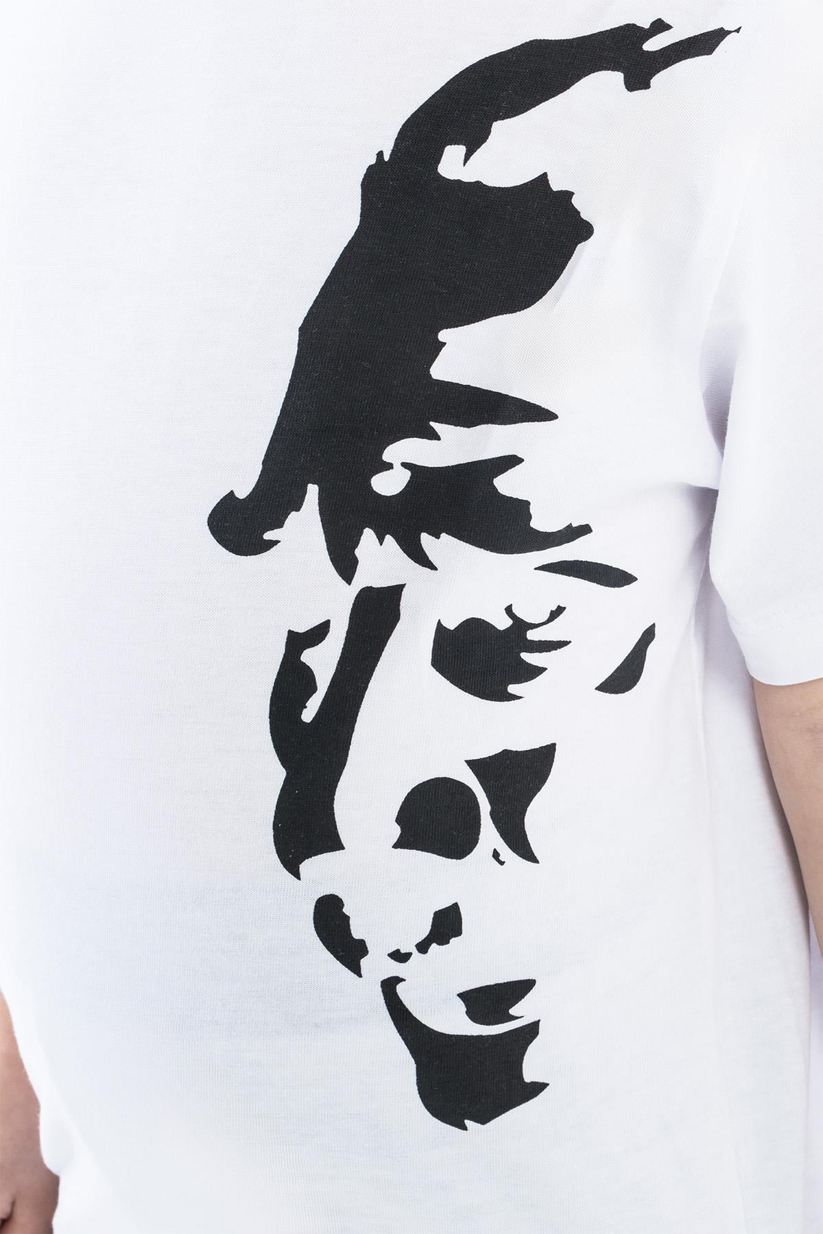 Kız Çocuk Atatürk Siluet Baskılı Beyaz Tshirt
