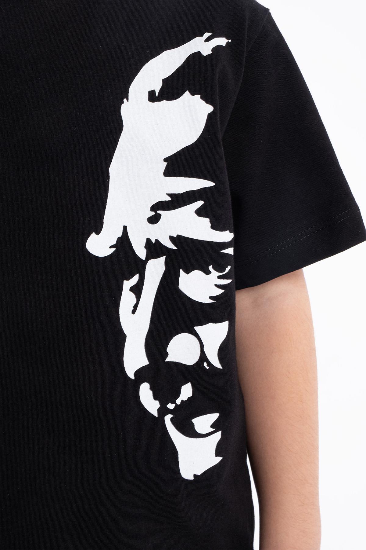Kız Çocuk Atatürk Siluet Baskılı Siyah Tshirt