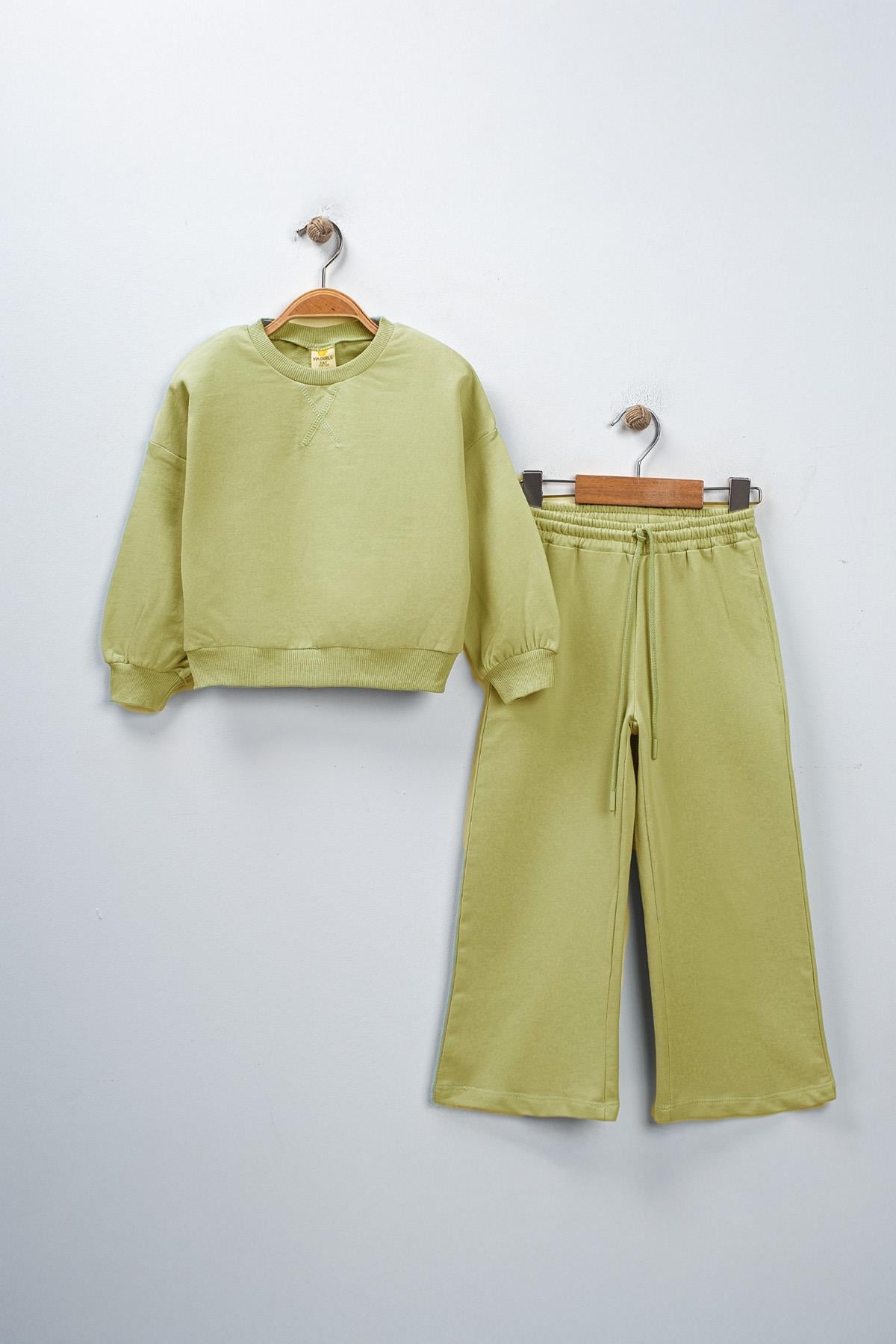 Kız Çocuk Basic Sweatshirt Takım 5-8 Yaş Yeşil
