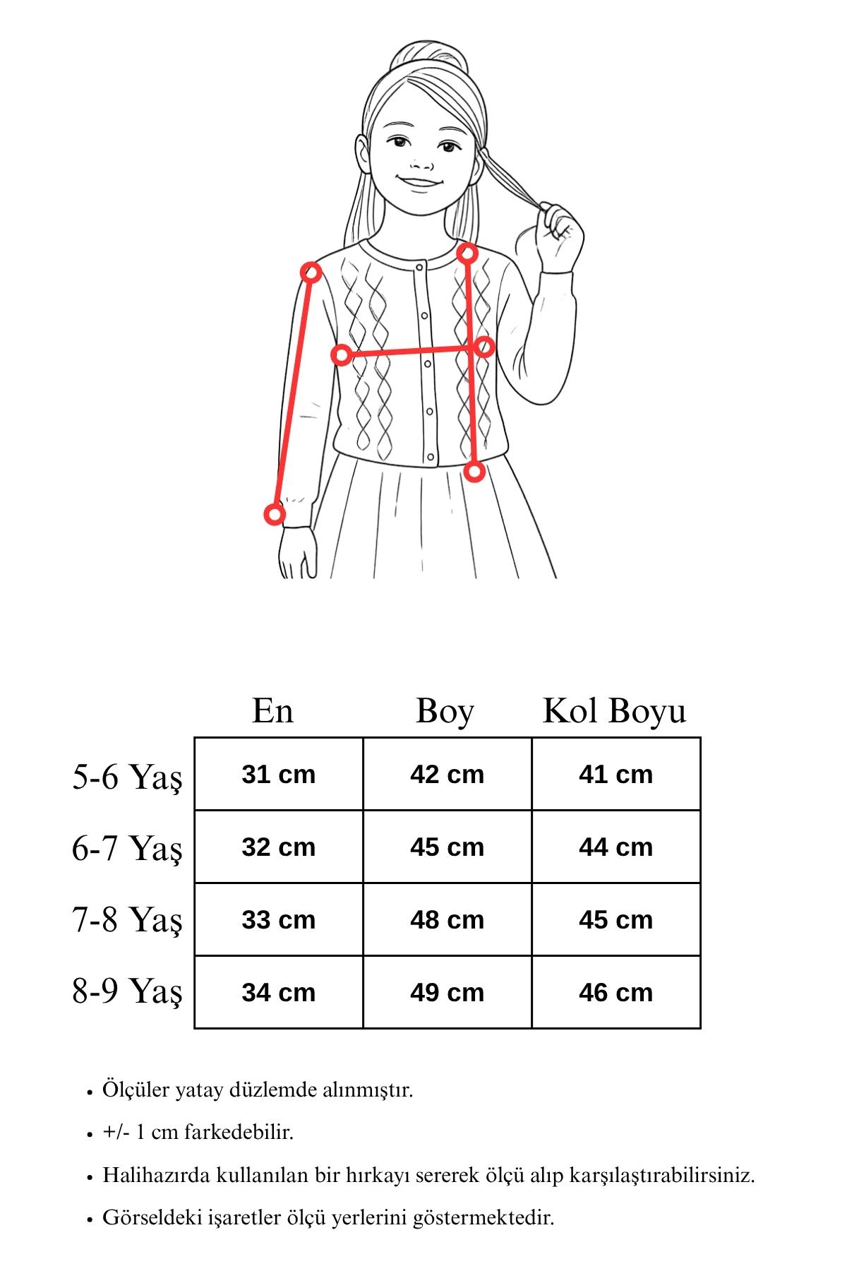 Kız Çocuk Yaprak Desenli Beyaz Triko Hırka 5-9 Yaş