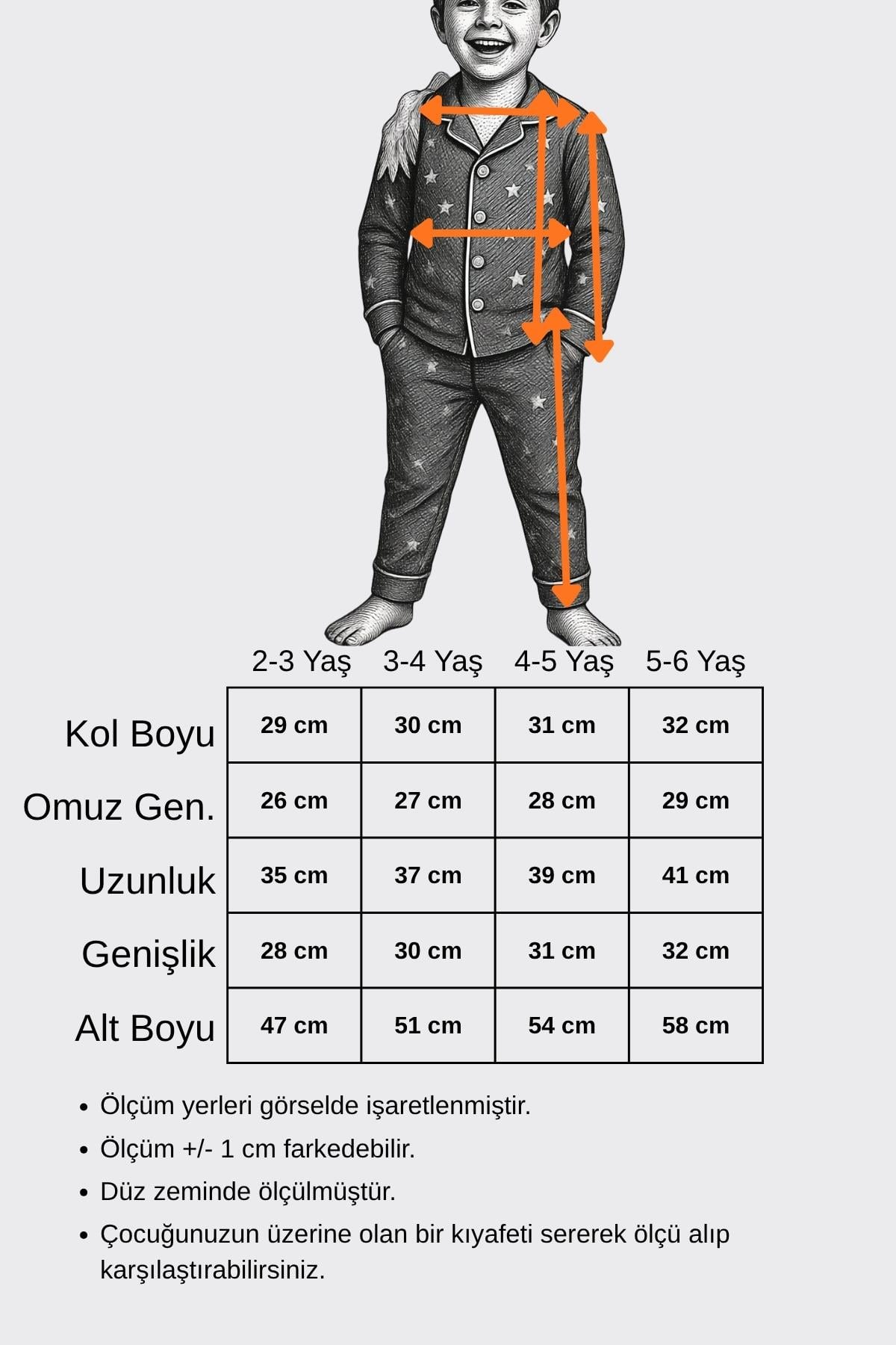 Kız - Erkek Çocuk Pijama Takımı Yıldız Desenli Lacivert %100 Pamuk 