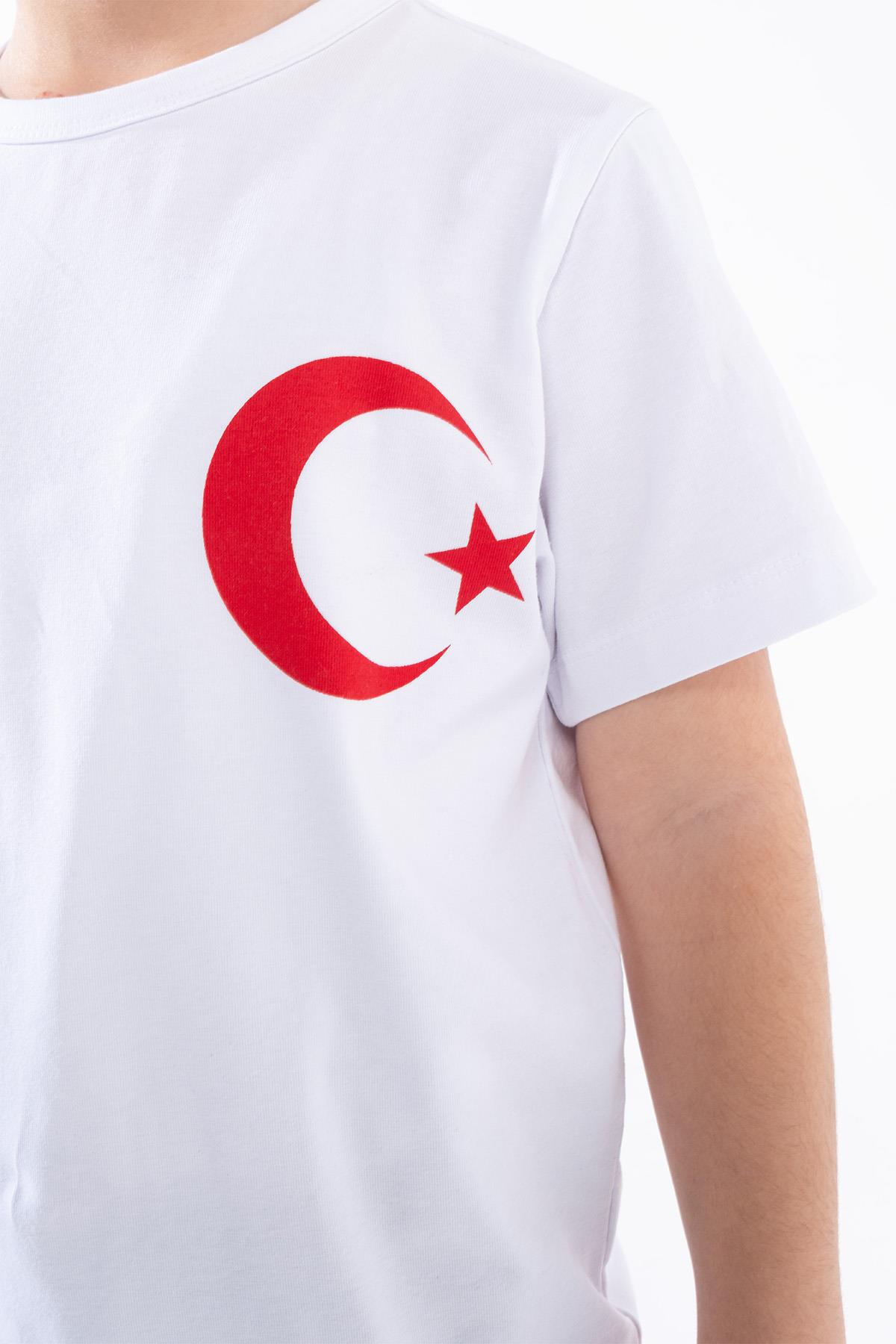 Türk Bayraklı Atatürk Baskılı T-shirt (3 Adet Fiyatı) 4-14 Yaş Kız-Erkek KSB