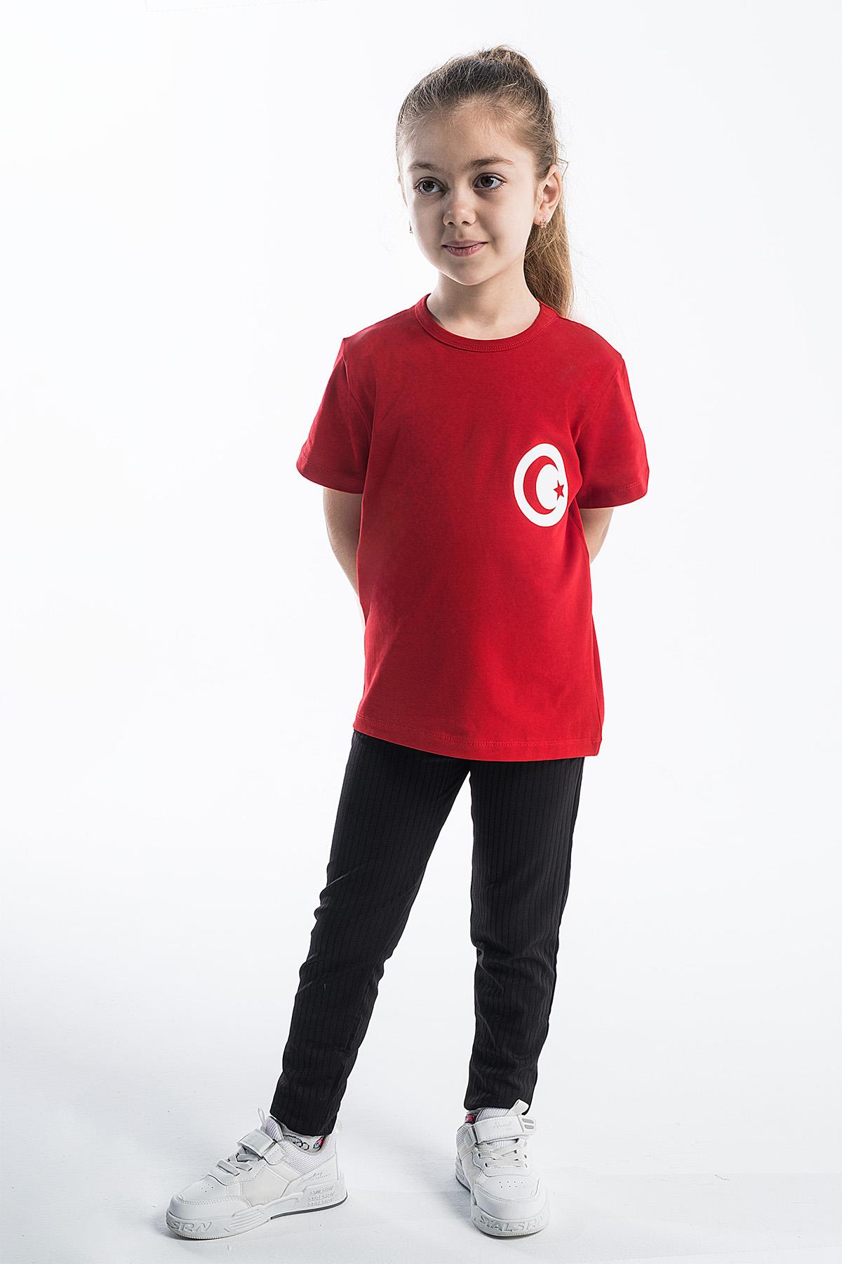 Türk Bayraklı Atatürk Baskılı T-shirt (3 Adet Fiyatı) 4-14 Yaş Kız-Erkek