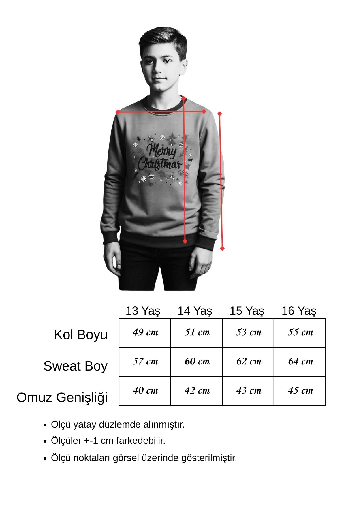 Unisex Yılbaşı Konsept Merry Christmas %100 Pamuk Sweatshirt