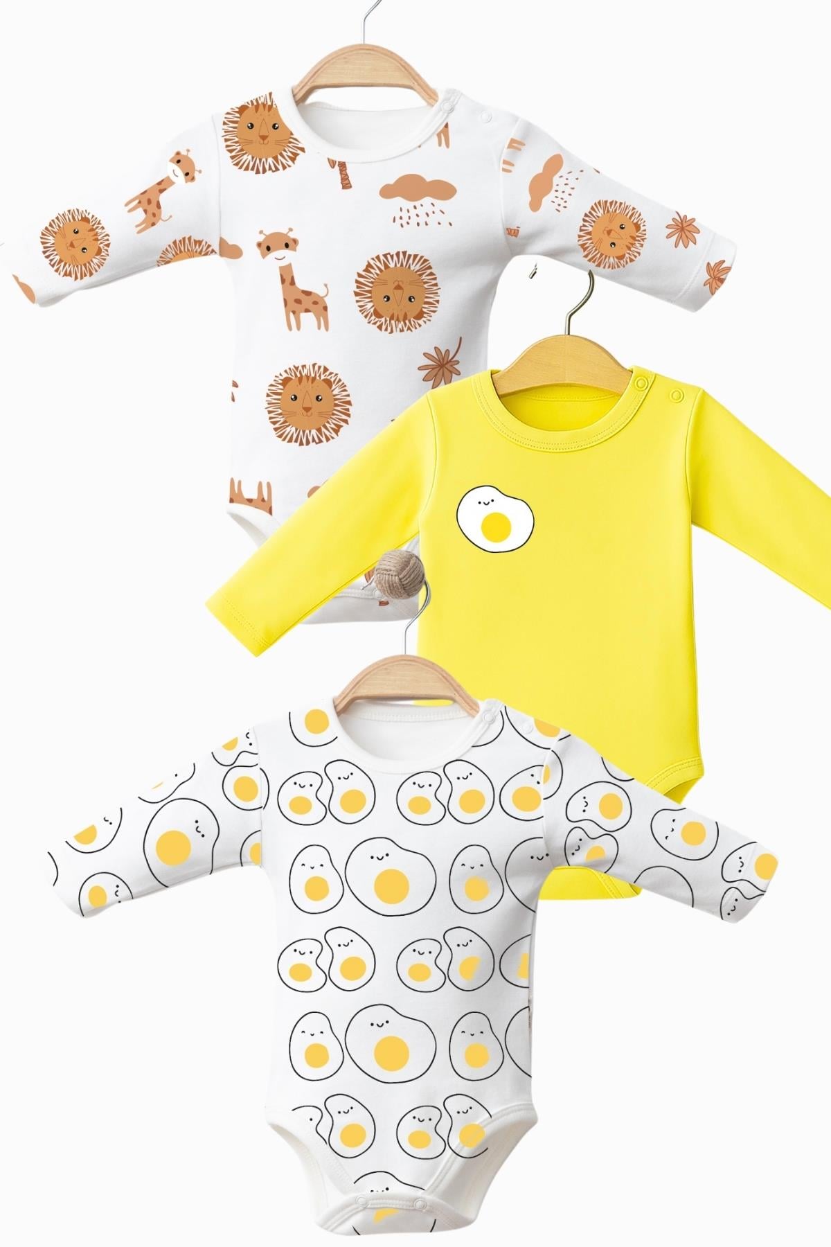 Uzun Kol Bebek Zıbın 3 Adet Eğlence Body