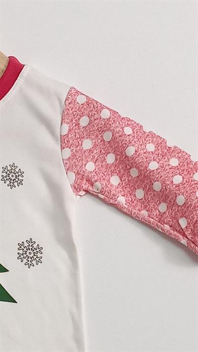 1-2-3 Yaş Kız Bebek Yeni Yıl Baskılı Uzun Kollu 2li Pijama Takımı