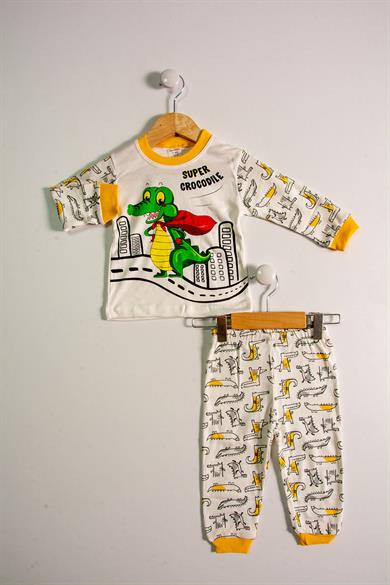 1-3 Yaş Pelerinli Timsah Erkek Bebek Pijama Takımı