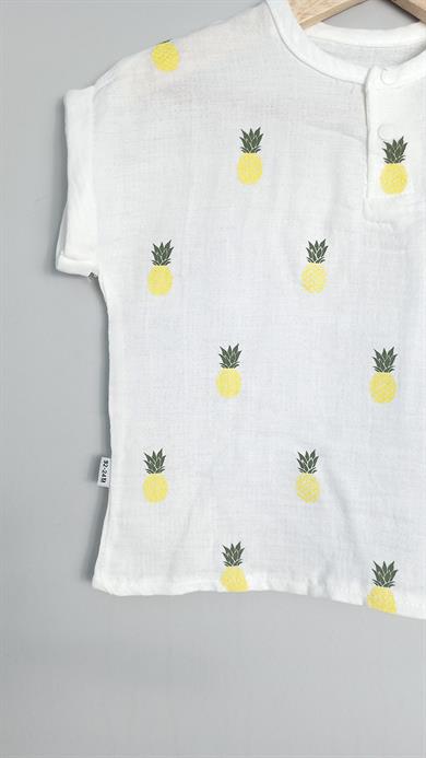 9-24 Ay Erkek Bebek Ananas Yazlık 2li Müslin Takım Yeşil
