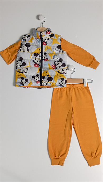 2-4 Yaş Çocuk Yelekli 3lü Sweat Takım Mickey