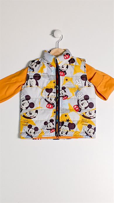 2-4 Yaş Çocuk Yelekli 3lü Sweat Takım Mickey