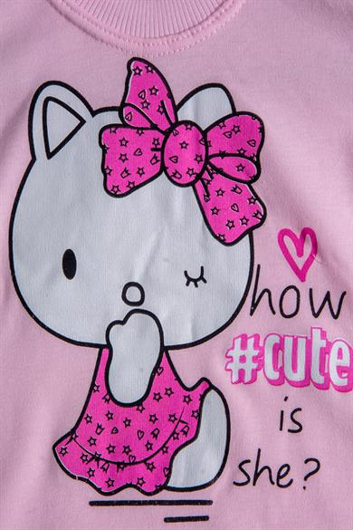 6-12 AY Minik Kedi Kız Bebek Pijama Takımı