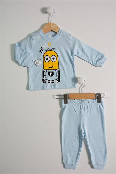 6-12 Ay Minyon Baskılı Erkek Bebek Pijama Takımı