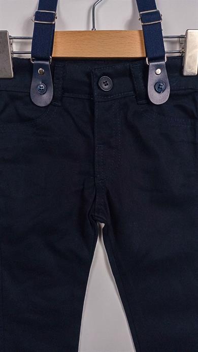 6-24 Ay Çıtçıtlı Gömlek Pantolon Askı Papyon Erkek Takım Mavi