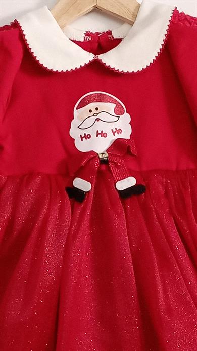 9-24 Ay Kız Bebek Elbise Peluş Yelekli Noel Tasarım