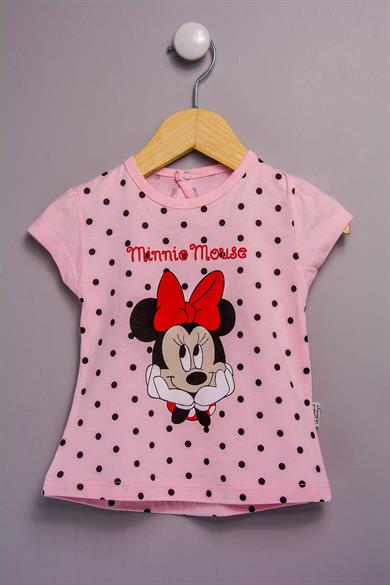 9-24 Ay Kız Bebek Mini Baskılı Yazlık Takım Pembe