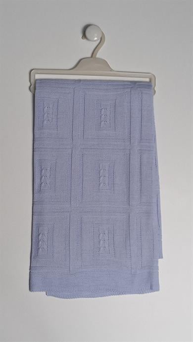 Bebek Triko Battaniye Kareli 85x95cm Mavi