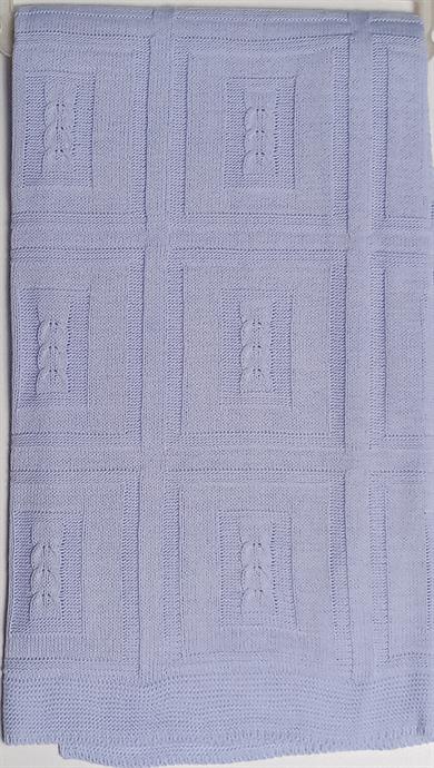 Bebek Triko Battaniye Kareli 85x95cm Mavi
