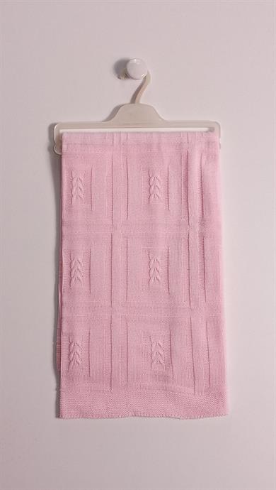 Bebek Triko Battaniye Kareli 85x95cm Pembe