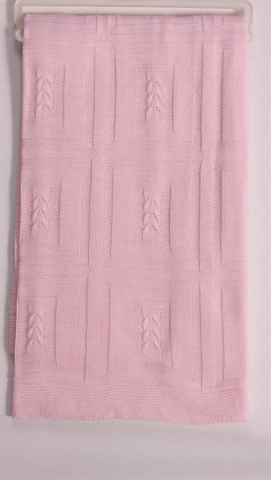 Bebek Triko Battaniye Kareli 85x95cm Pembe