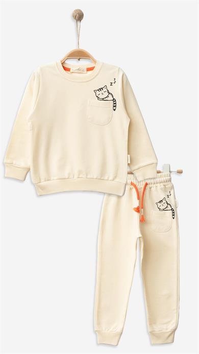 Çocuk Sweat Eşofman Takım Bej 1-6 Yaş