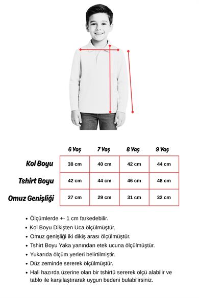 Çocuk Unisex Uzun Kollu Polo Yaka Tshirt Pembe Okul 6-9 Yaş